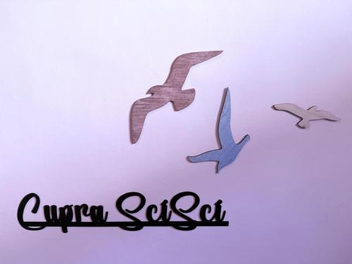 a group of birds flying in the sky at CupraScìScì in Cupra Marittima