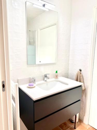 a bathroom with a sink and a mirror at T2 monument historique Aix en provence in Aix-en-Provence