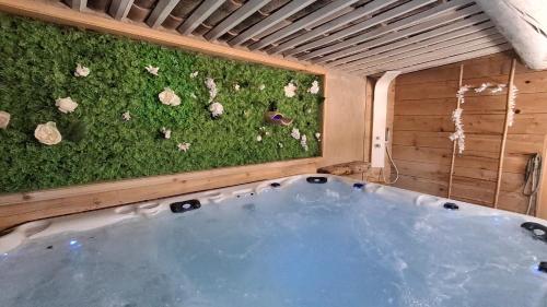 a jacuzzi tub in a room with grass at Mas d'Andiol in Plan-dʼOrgon