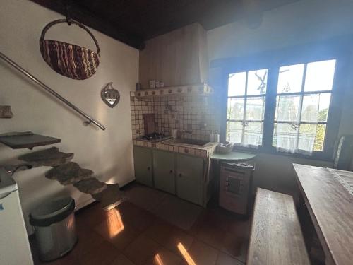a kitchen with a sink and a counter in a room at Le Cabanon in Mane