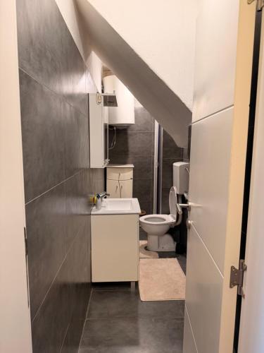 a bathroom with a sink and a toilet at Mivasto Sea View in Risan