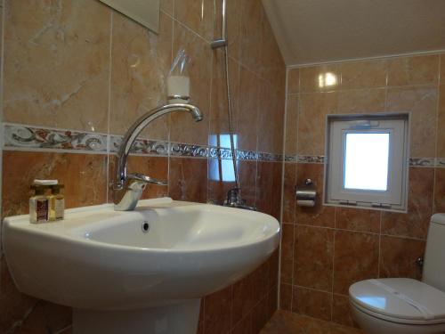 un baño con lavabo e inodoro en Guest house Traikovi, en Petrich