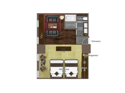 a rendering of a floor plan of a house at PROSTYLE Ryokan Yokohama Bashamichi in Yokohama