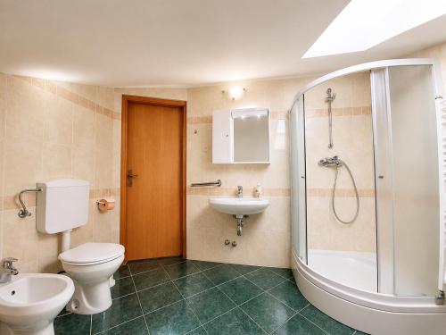 a bathroom with a toilet and a sink and a shower at Apartments Izabela Mužić-Fornarić Cres in Cres