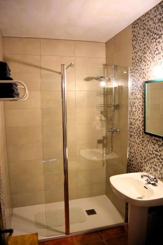 a bathroom with a shower and a sink at Casa Rural Las Gesillas in Arenas de San Pedro