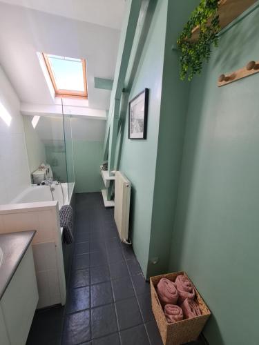 a bathroom with a sink and a toilet and a tub at Le Chaudron d'Or - 41m2 - Hyper Centre - Mezzanine - Clim - WIFI HD in Amiens