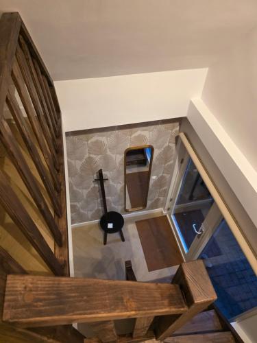 an overhead view of a room with a guitar at Riekje in Lage Zwaluwe