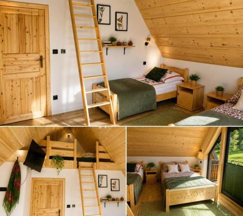 a room with a bunk bed and a ladder at Siedem Światów Domek in Jurgów