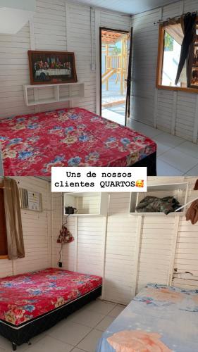 a group of three beds in a room at Recanto MARES DO SUL in Coruripe