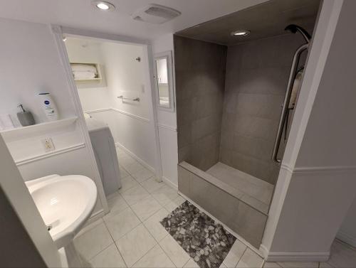 a bathroom with a shower and a toilet at Home rental S7 in Saint Maurice
