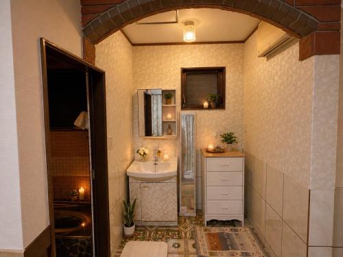 a bathroom with a sink and a shower and a sink at Villa Amoria in Miyazaki