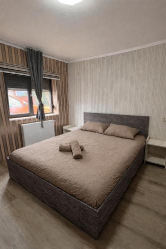 a bedroom with a large bed in a room at Casa de Cultura house in Constanţa