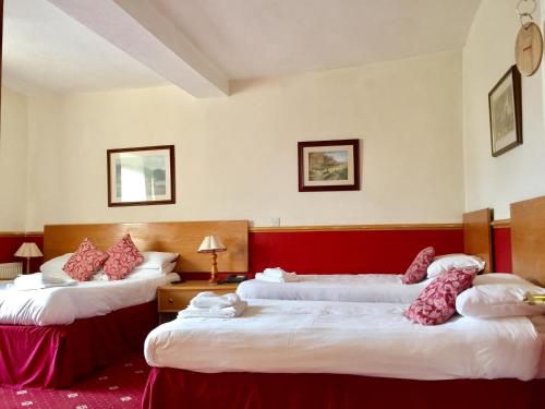 מיטה או מיטות בחדר ב-Plas Coch Hotel Ltd
