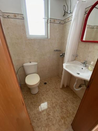 a bathroom with a toilet and a sink at Ionian Sunset Drymades in Gjilek