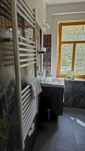 a bathroom with a tub and a sink at Villa Mila in Loket