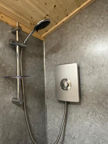 a shower with a shower head in a bathroom at CASSA Sophia in Ballygowan