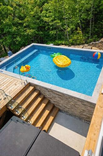 a swimming pool with a fish in the water at Spa Pool Table - Luxurious pool - Chalet Houefifa in Saint Come