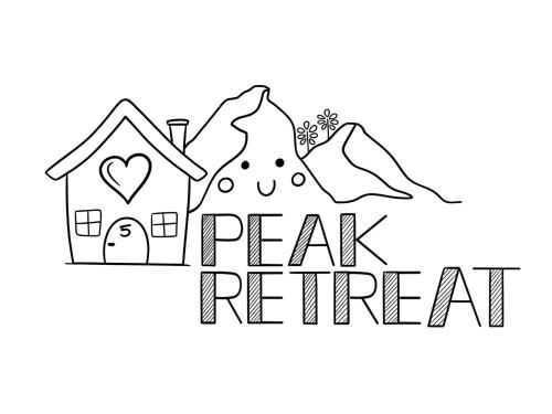 a black and white drawing of a house and mountains at Peak Retreat in Chesterfield