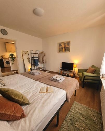 a room with two beds and a couch at Ferienwohnung TALISA in Günzburg