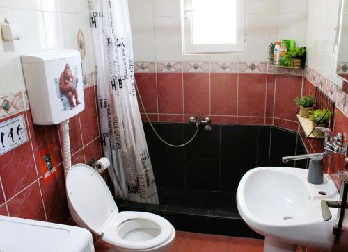 a bathroom with a toilet and a sink and a shower at TravelBreak in Podgorica