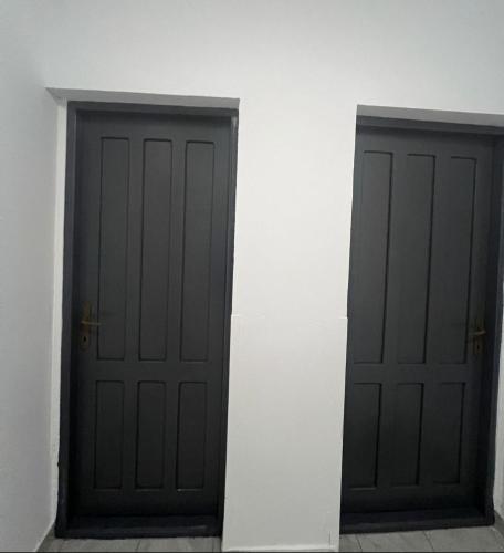 two doors sitting next to each other on a wall at LaScena in Techirghiol