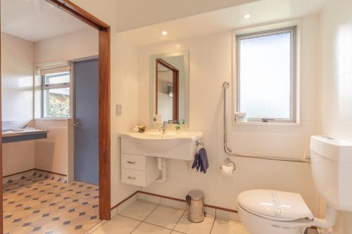 a bathroom with a sink and a toilet at Andorra Motel in Geraldine