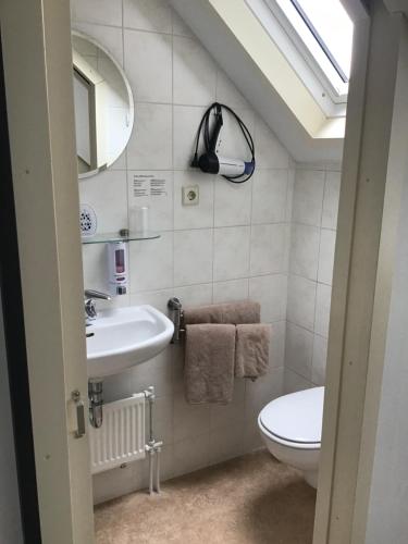 a bathroom with a sink and a toilet at B&B Knooppunt70 in Arcen