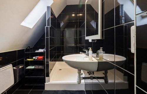 a bathroom with a sink and a mirror at Haven Sierentz in Sierentz