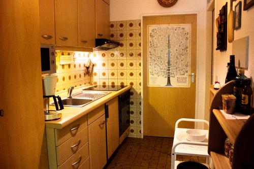a small kitchen with a sink and a stove at Peaceful Oasis Black Forest in Schonach