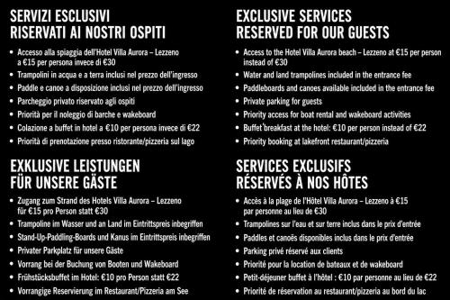 a black and white menu for a restaurant at Lakeview Jonny house on the roofs in Lezzeno