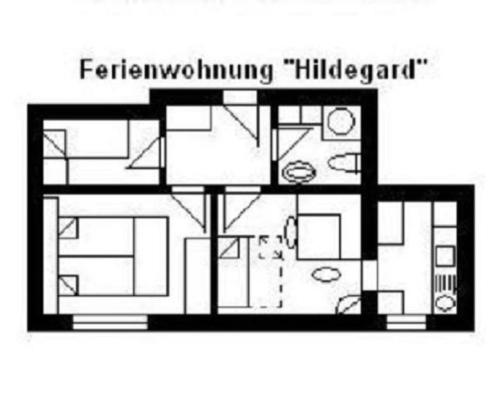 ein schwarz-weißer Grundriss eines Hauses in der Unterkunft Hildegard in Usingen