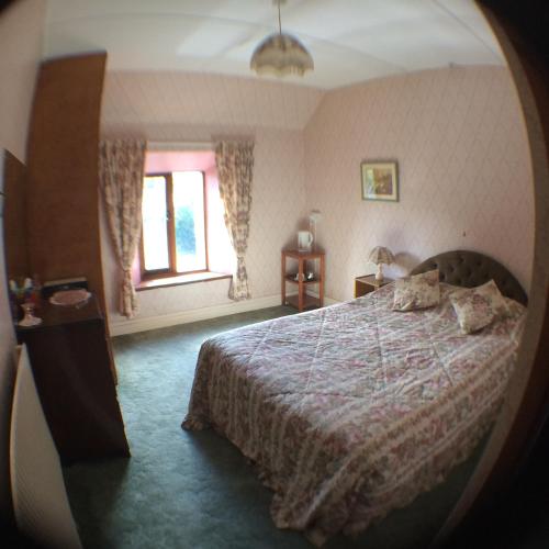 a bedroom with a bed and a window at Coombe Farm in Lynton