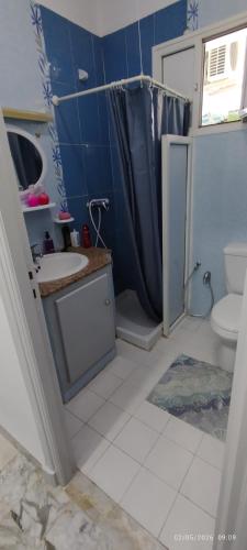 a bathroom with a sink and a toilet and a shower at Appartement 24 in Sousse
