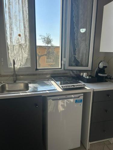 a kitchen with a stove and a sink and a dishwasher at L'Ulivo in Formia