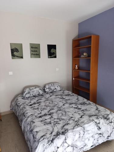 a bedroom with a bed and a dresser at chez MAG et YANN in La Séauve-sur-Semène