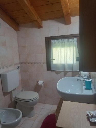 a bathroom with a toilet and a sink at Appartamento Orchidea Garda in Garda