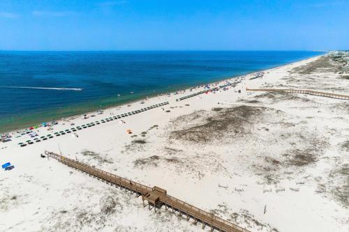 an aerial view of a beach with the ocean at Plantation East 2205 in Gulf Shores