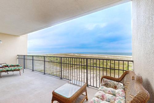 a balcony with a view of the ocean at Holiday Isle 618 in Dauphin Island