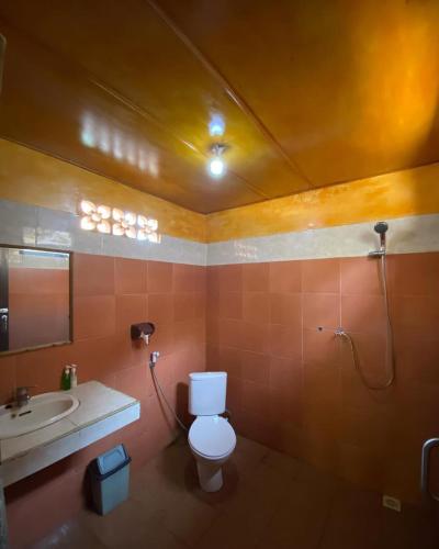 a bathroom with a toilet and a sink at meno smile cottages 2 in Gili Meno