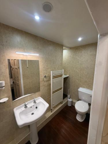 a bathroom with a sink and a toilet at Lucy Cross Guest House in Lucy Cross