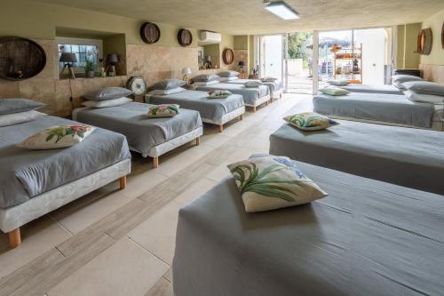 a room with a bunch of beds in it at Mas Loisonville - 32 couchages in Grillon