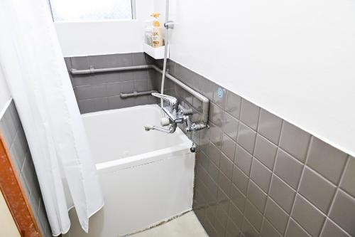 a bathroom with a sink and a mirror at ブルク井尻 Brug ijiri in Itazuke