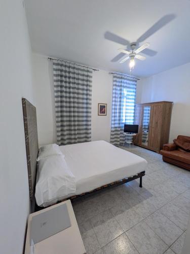 a bedroom with a bed and a ceiling fan at B&B Villa Clara in Dossobuono
