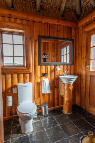 a bathroom with a toilet and a sink at Addo Nyala Guest Lodge in Paterson