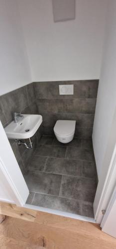 a bathroom with a toilet and a sink at S3 Stadl Paura in Stadl-Paura