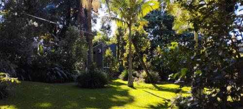 a house in the middle of a yard with trees at Tiny House II - experiência de refúgio exclusivo in Gravataí