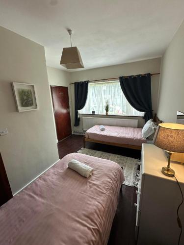 a bedroom with two beds and a window at Fishing in Foxford