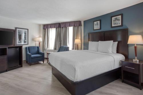 a hotel room with a bed and a blue wall at Best Western Gregory Hotel in Brooklyn