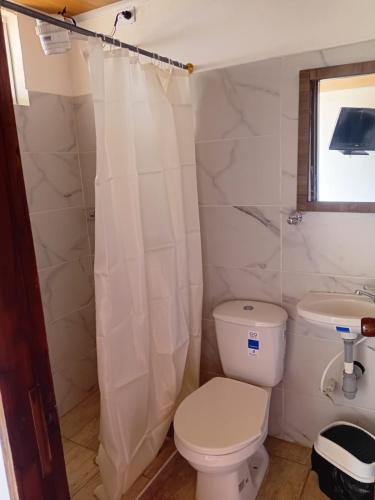 a bathroom with a toilet and a sink at casa demaiz in Choachí