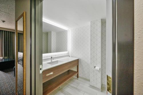 a bathroom with a sink and a mirror at Wingate by Wyndham Sylvania-Toledo in Sylvania